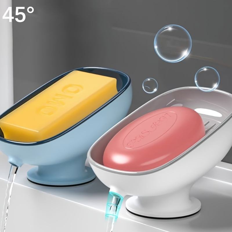 High-Suction Oval Soap Dish with Drainage and Sponge Holder
