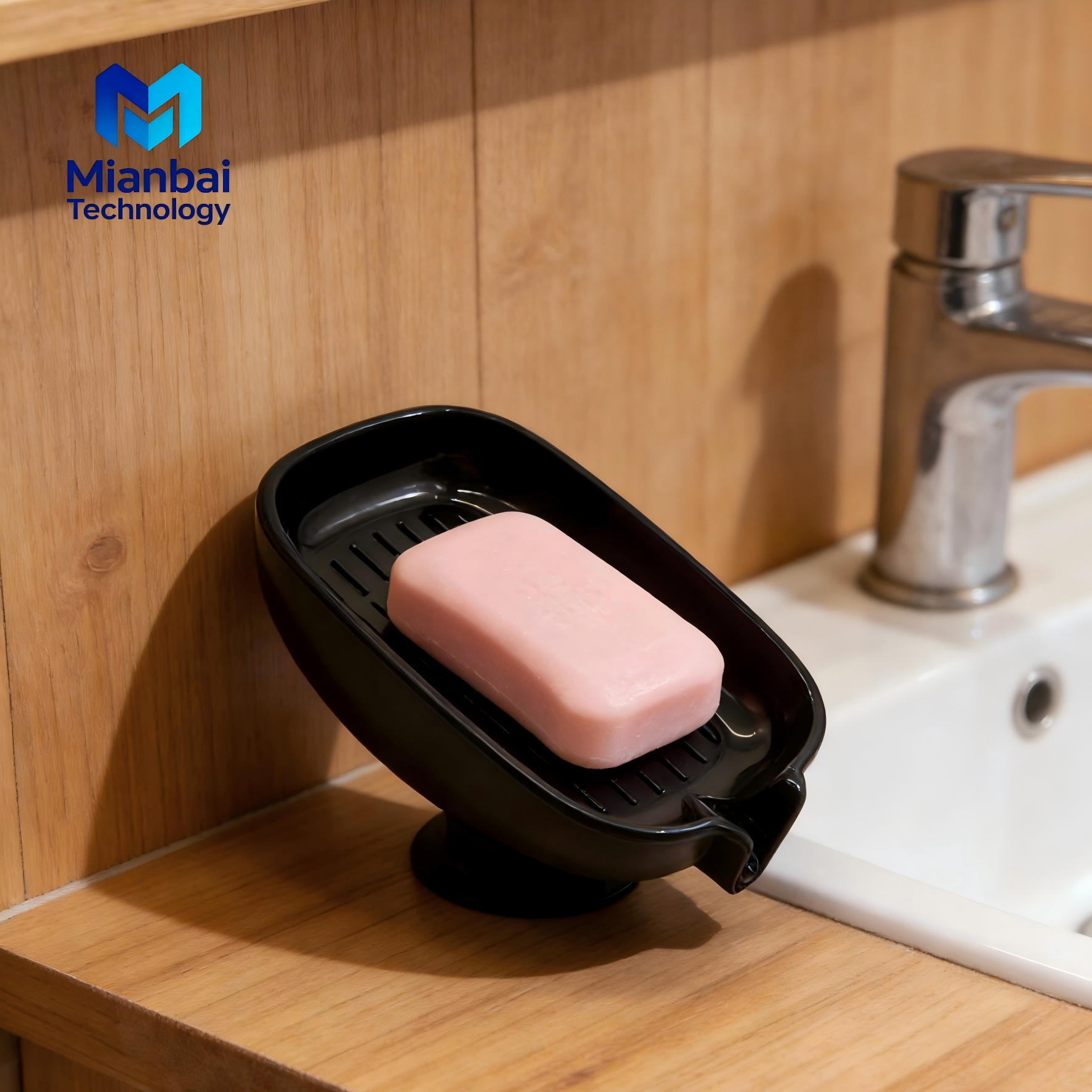 Self-Draining PP5 Soap Dish with Suction Mount - Quick-Dry Soap Tray