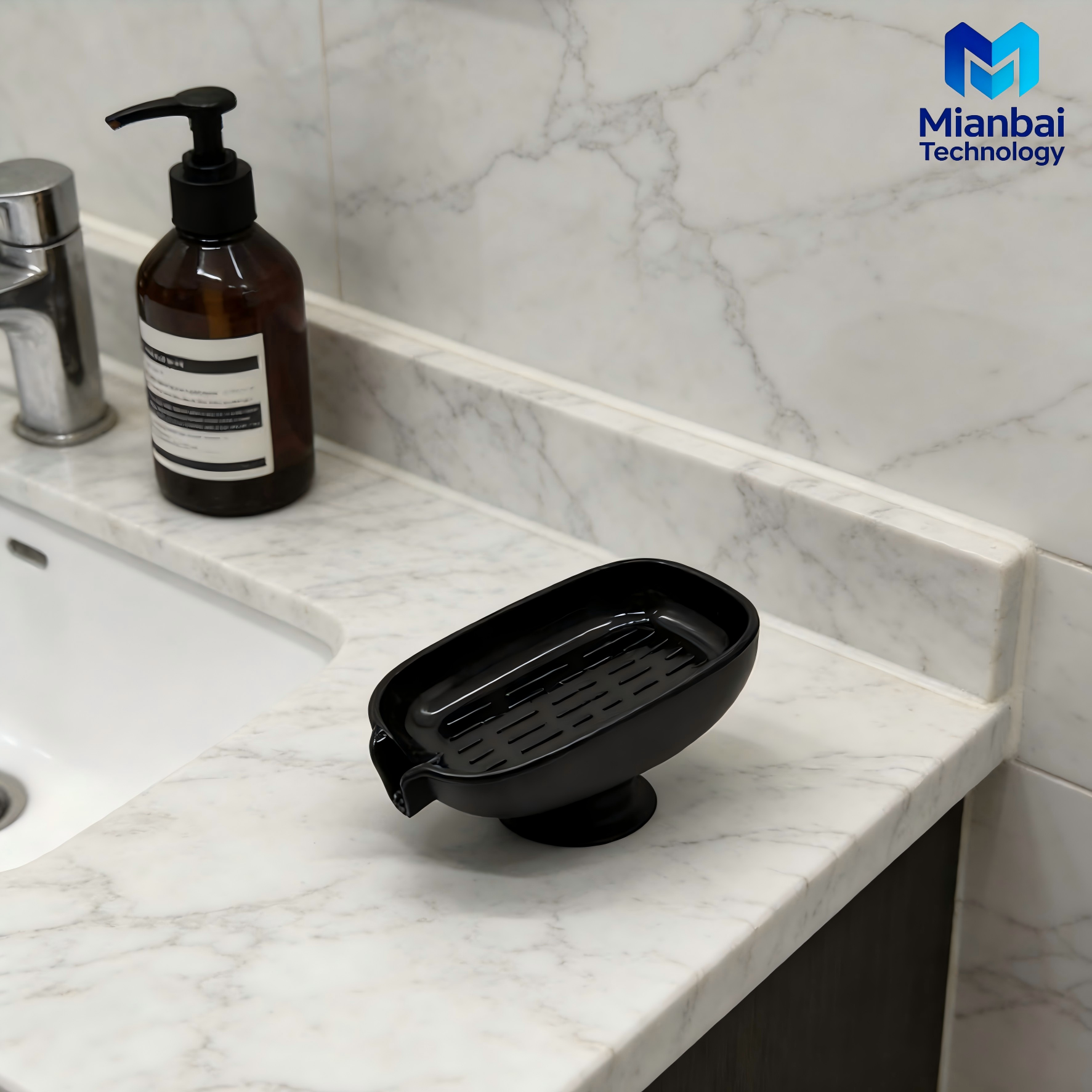 Self-Draining PP5 Soap Dish with Suction Mount - Quick-Dry Soap Tray