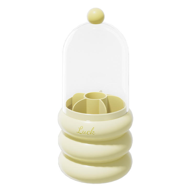 Rotating Plastic Makeup Brush Holder with Dust Cover and Compartments