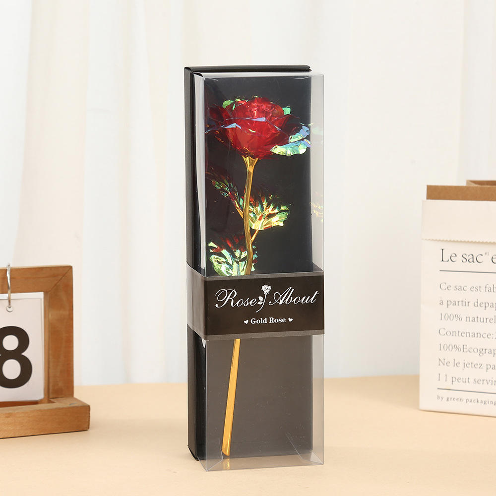 Artificial Gold Foil Galaxy Rose with PVC Gift Box - Everlasting Rose