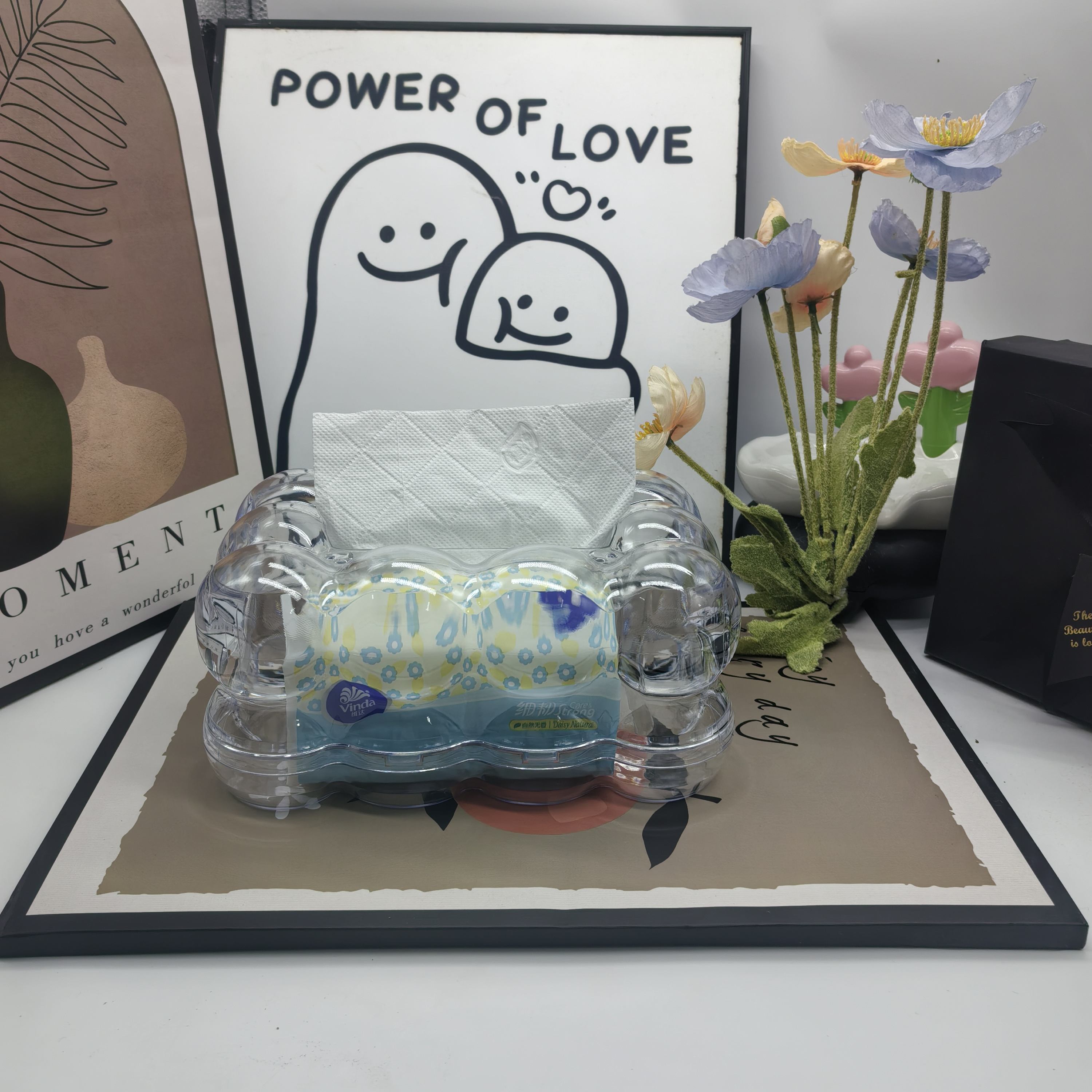 Modern Plastic Napkin and Tissue Holder - Waterproof Countertop Organizer