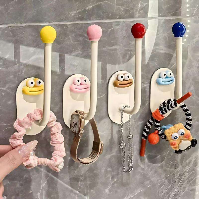 Adhesive Hair Tie and Headband Holder - Wall Mounted Plastic Storage Hook