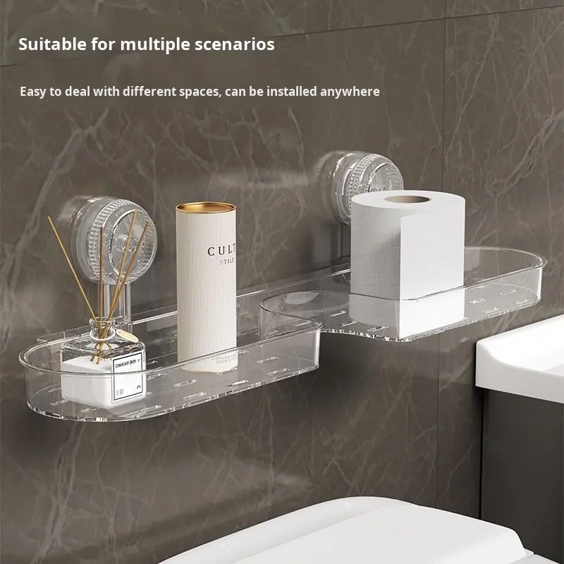 Suction Cup Shower Shelf - No-Drill Removable Wall Rack for Bathroom and Kitchen