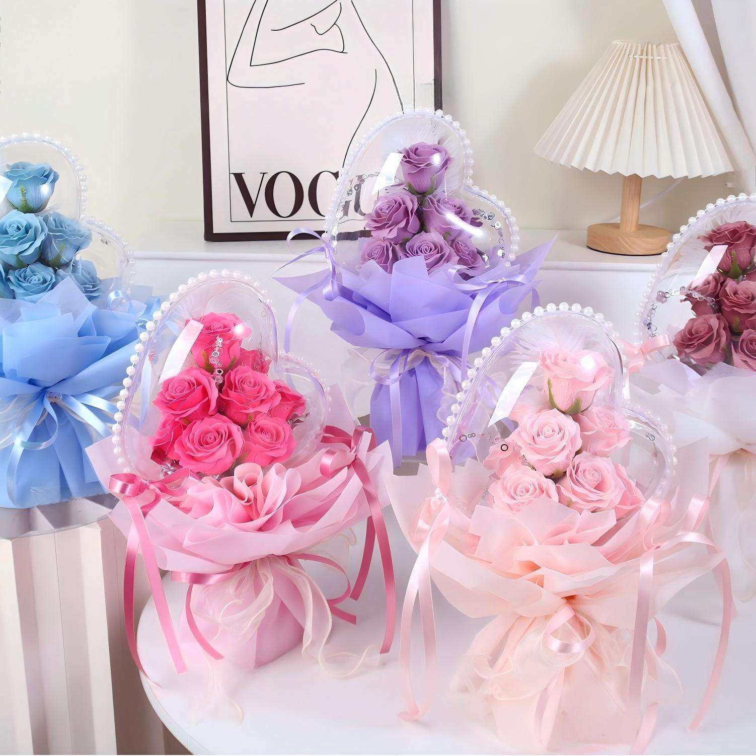 Custom Handmade Artificial Rose Bouquet Gift Box for Valentine’s and Mother’s Day