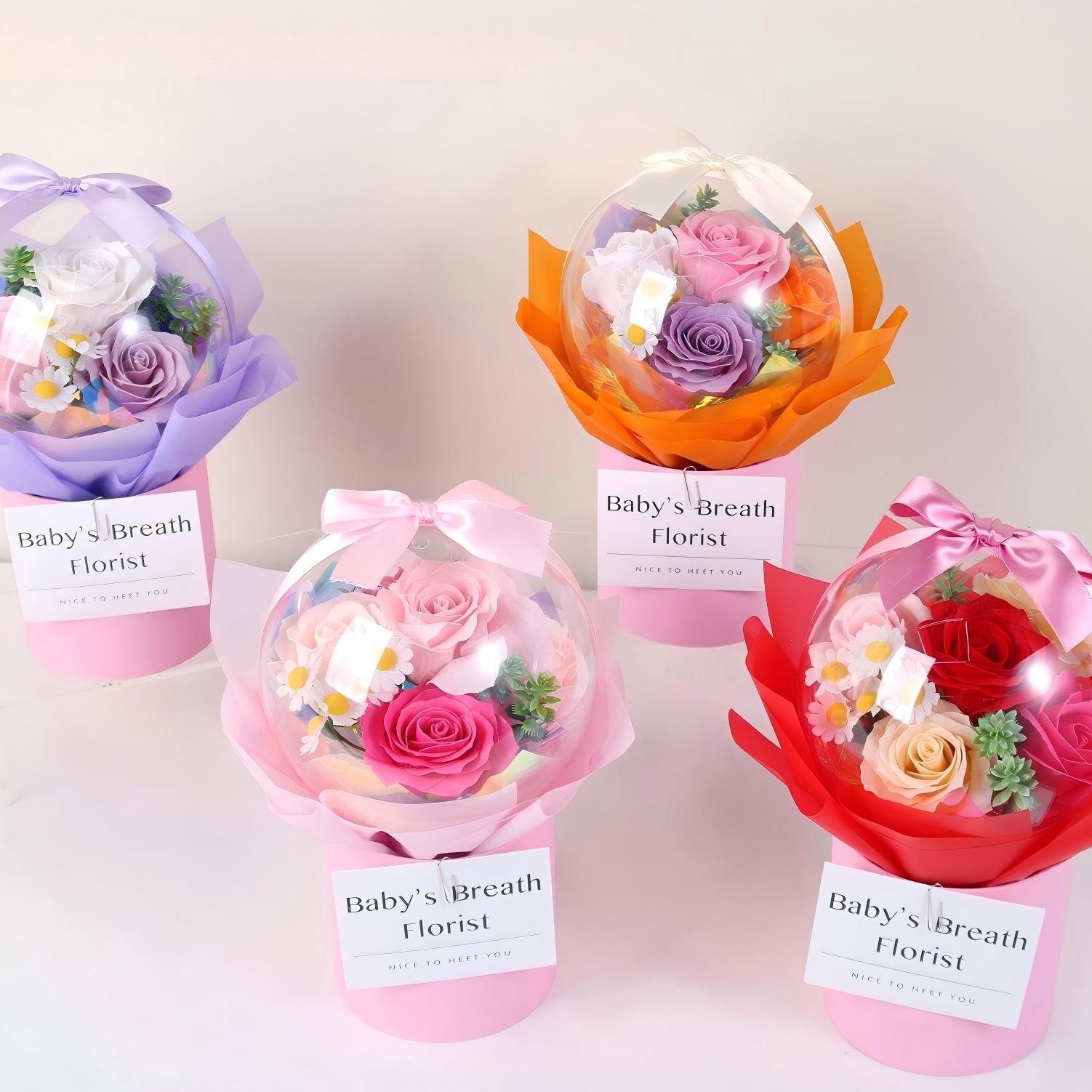 Custom Handmade Artificial Rose Bouquet Gift Box for Valentine’s and Mother’s Day