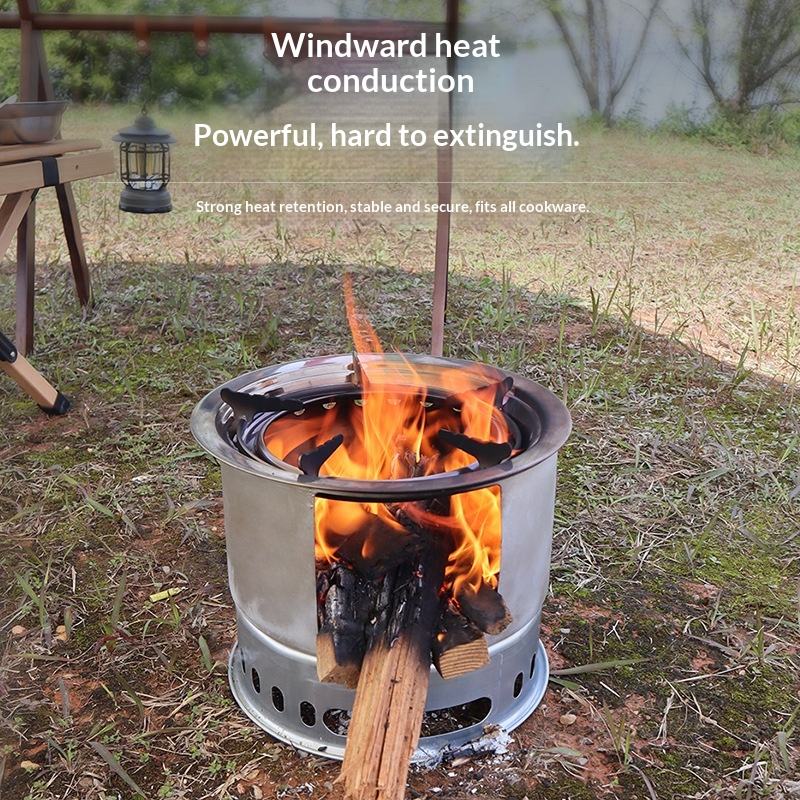 Portable Folding Camping Wood Stove - Windproof Outdoor Cooking Stove