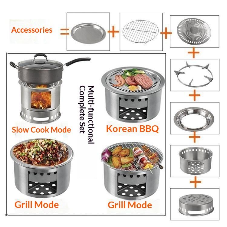 Portable Folding Camping Wood Stove - Windproof Outdoor Cooking Stove
