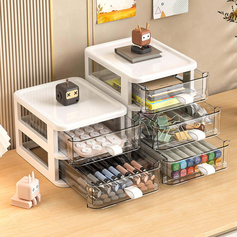 Transparent PP Stackable Desktop Storage Box with Dust Cover, 17 x 13.4 x 15.7 cm