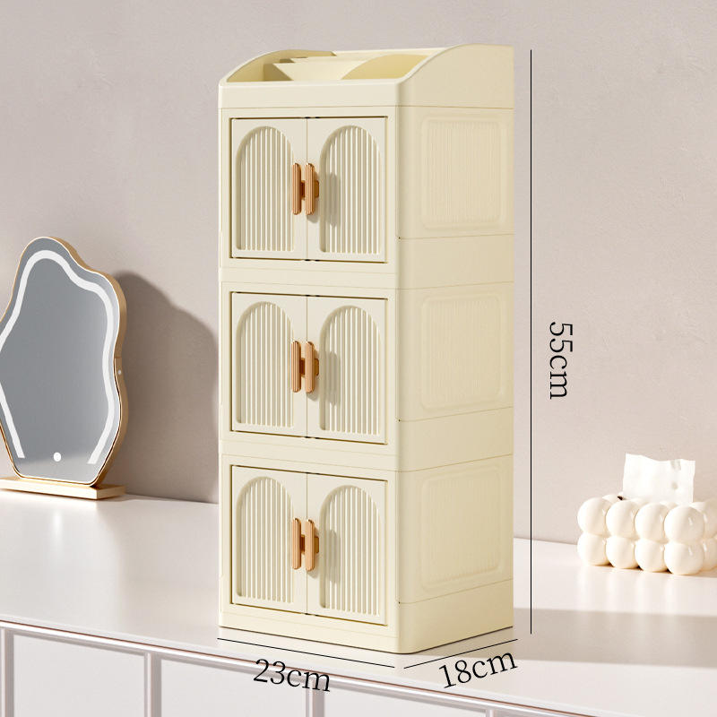 3-Layer Foldable Double-Door Storage Cabinet - Desktop Organizer, 23 x 18 x 55 cm