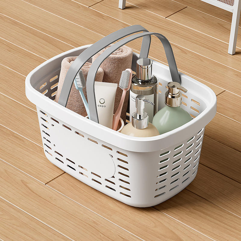 Modern Rectangular Plastic Storage Basket with Handle - Multi-Purpose Organizer