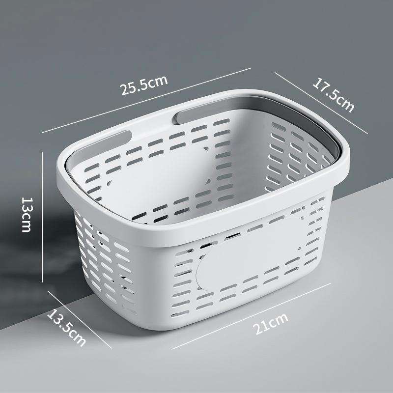 Modern Rectangular Plastic Storage Basket with Handle - Multi-Purpose Organizer