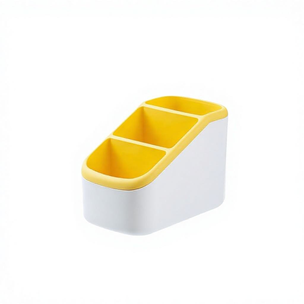 Minimalist Two-Tone Plastic Desk Organizer with Compartments, 16.5 x 9.5 x 11.5 cm