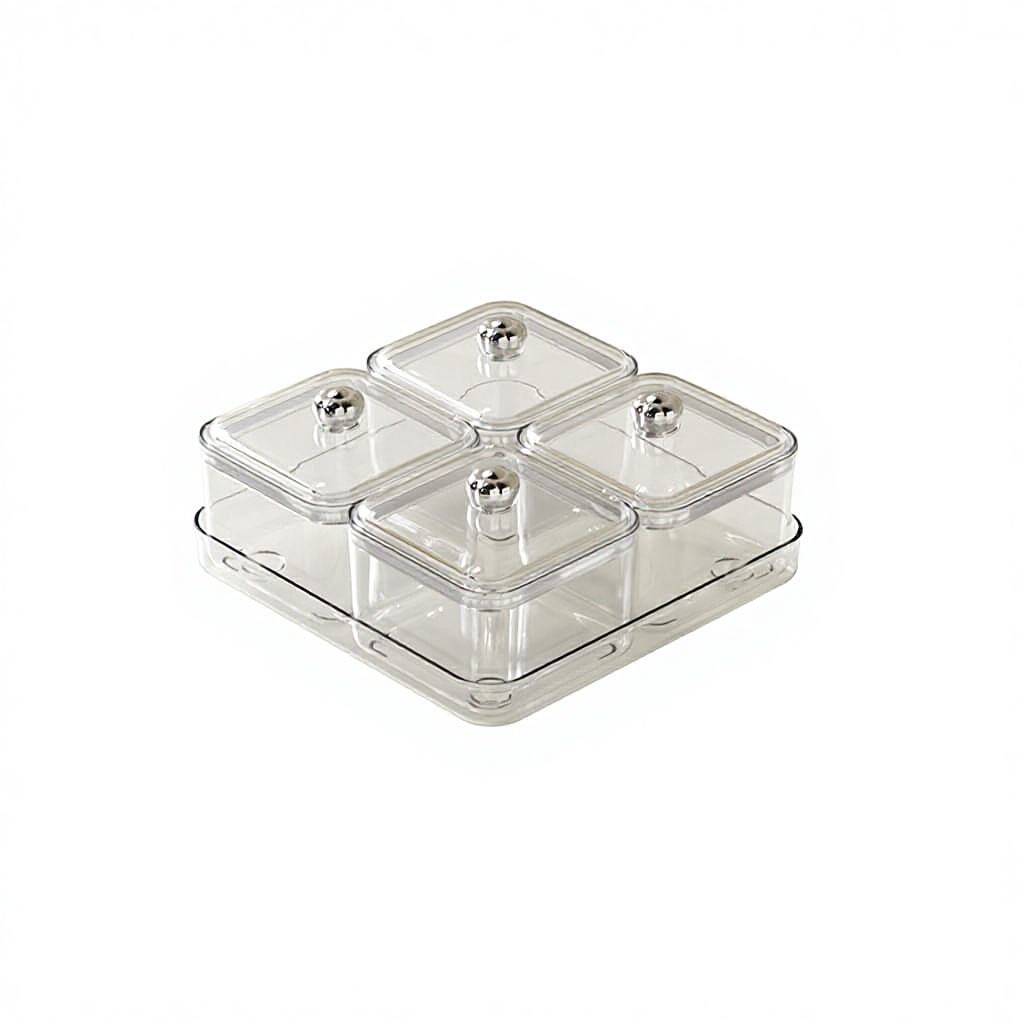 Sealed Snack Storage Box, 20 x 20 x 11 cm - Moisture-Proof Candy and Dried Fruit Tray