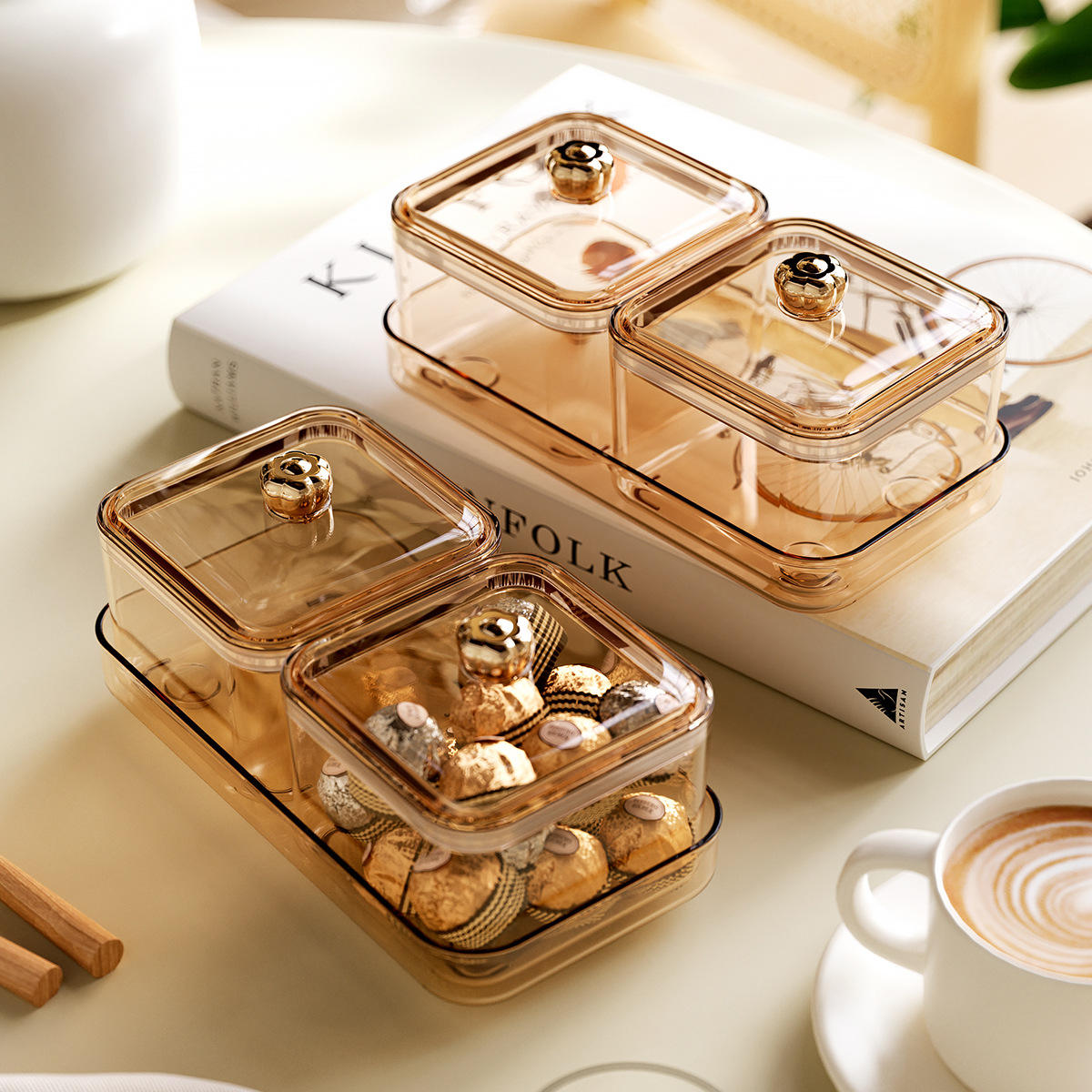Sealed Snack Storage Box, 20 x 20 x 11 cm - Moisture-Proof Candy and Dried Fruit Tray