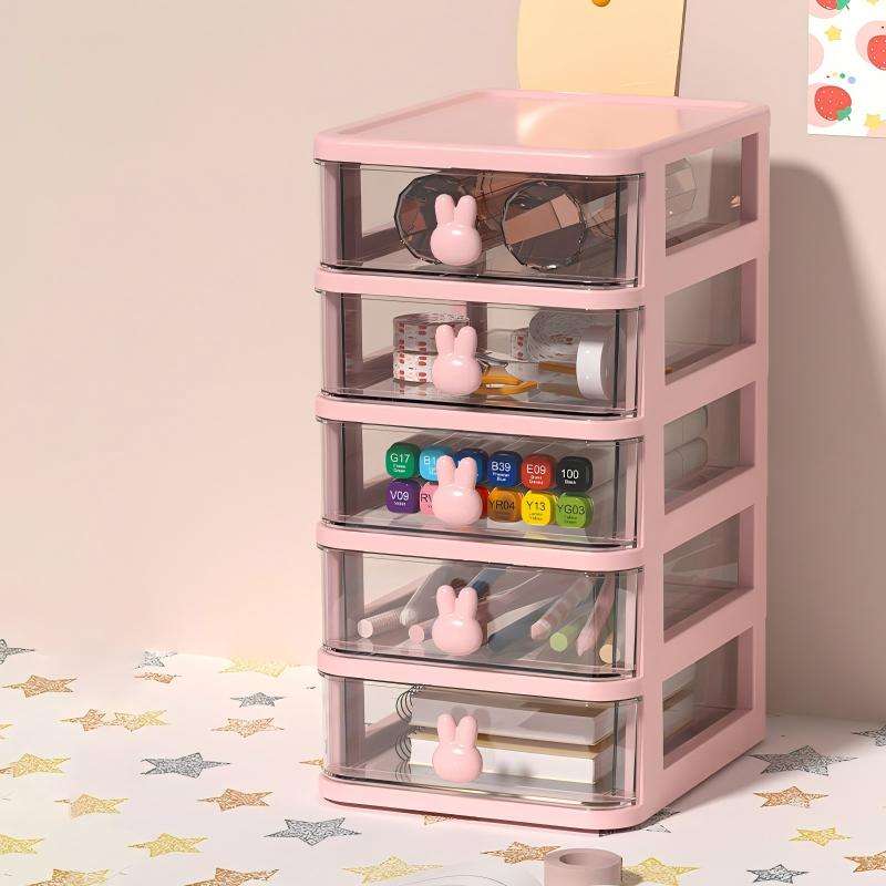 Transparent 5-Layer Rabbit Drawer Organizer - Mini Desktop Storage Box