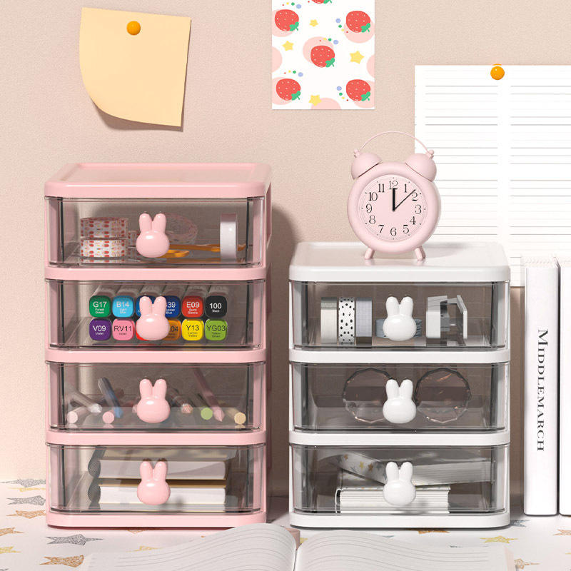 Transparent 5-Layer Rabbit Drawer Organizer - Mini Desktop Storage Box