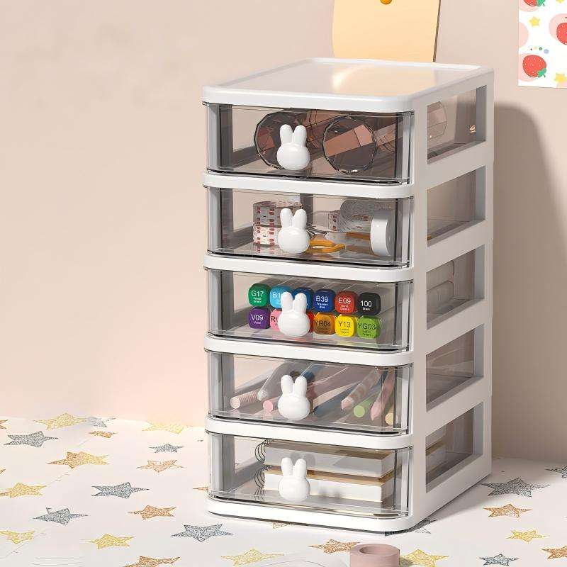 Transparent 5-Layer Rabbit Drawer Organizer - Mini Desktop Storage Box