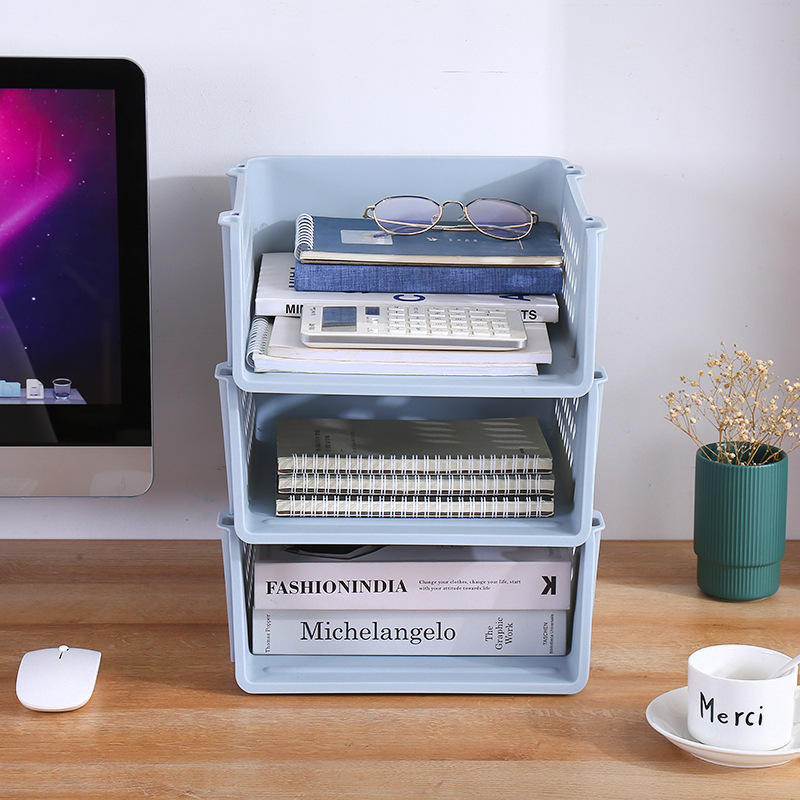Foldable Vertical Storage Rack - Multi-Purpose Plastic File Holder for A4