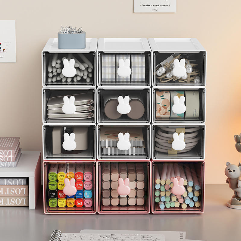 Stackable Transparent Square Desktop Organizer, 17 x 8 x 5.5 cm