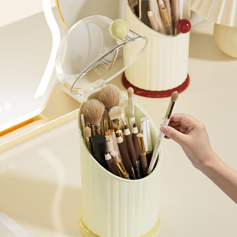 Modern Makeup Brush and Lipstick Organizer with Lid, 1 L