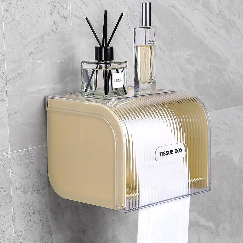 Wall-Mounted Waterproof Toilet Paper Holder - No-Drill Tissue Box, 18 x 14.2 x 13.5 cm