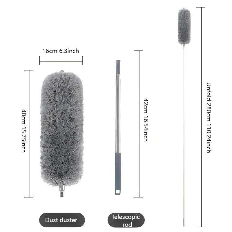 Stainless Steel Long Telescopic Microfiber Duster for Ceiling Fans, 110 in