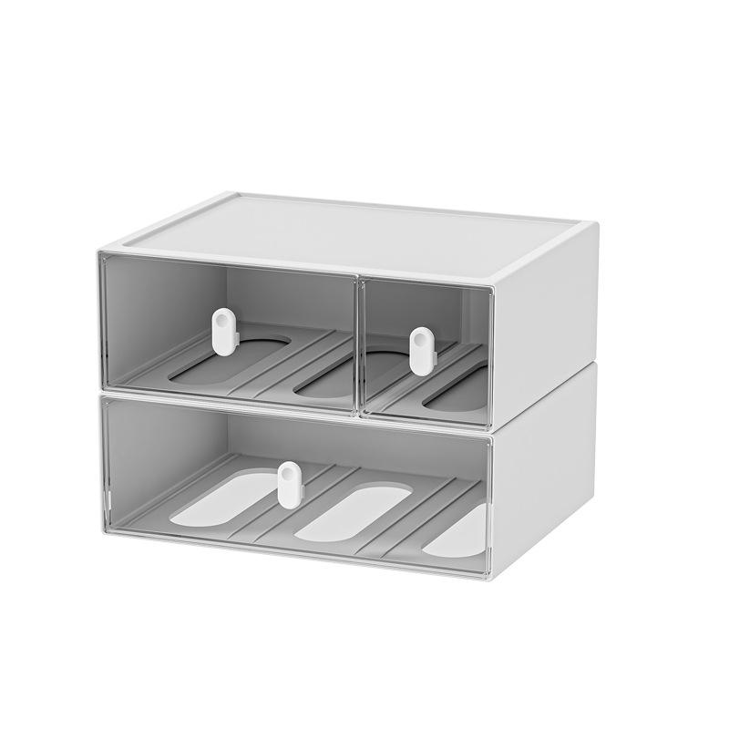 Transparent Drawer-Type Desktop Organizer with Pen Holder, 23 x 17 x 8 cm