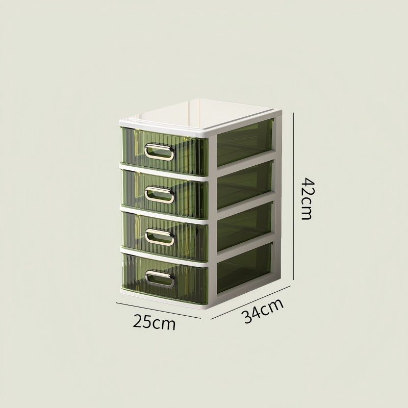 4-Layer Injection-Moulded PP Transparent Desktop Organizer, 25 x 34 x 42 cm