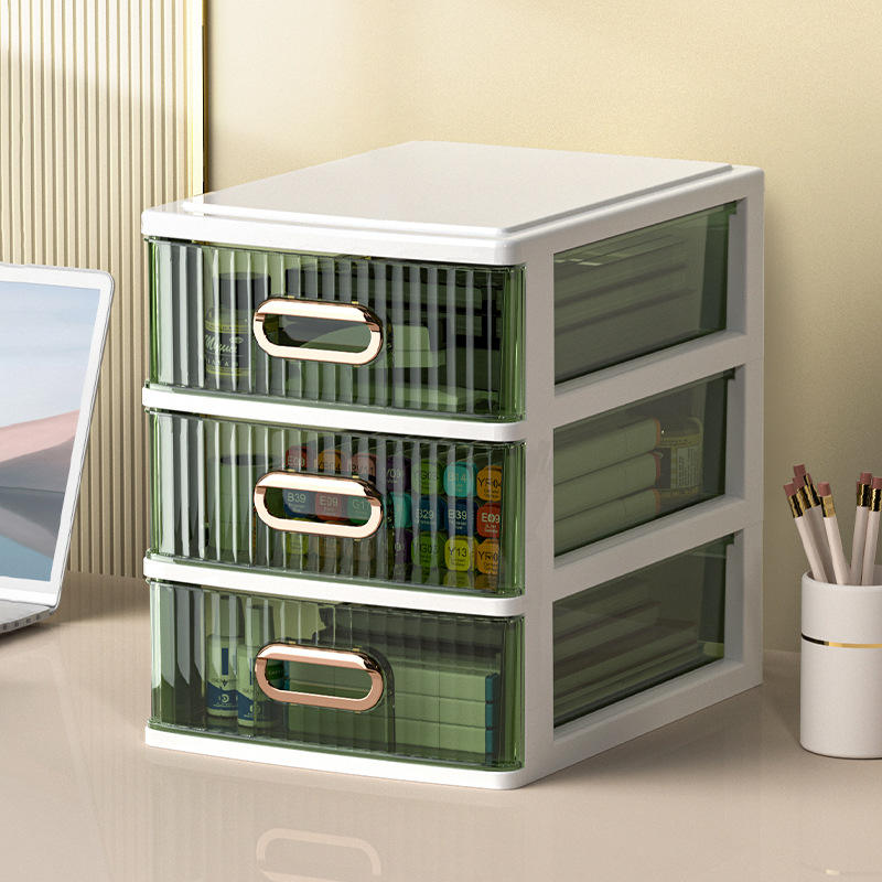 3-Layer Transparent Plastic Desktop Organizer with Dividers, 25 x 34 x 32 cm