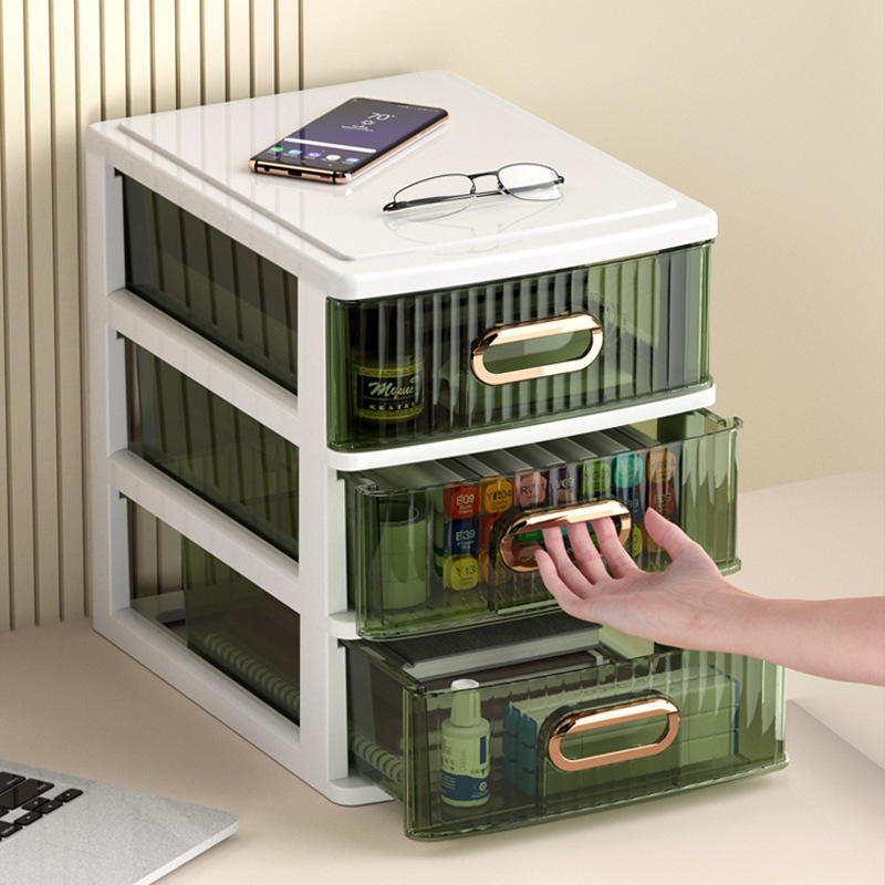 3-Layer Transparent Plastic Desktop Organizer with Dividers, 25 x 34 x 32 cm
