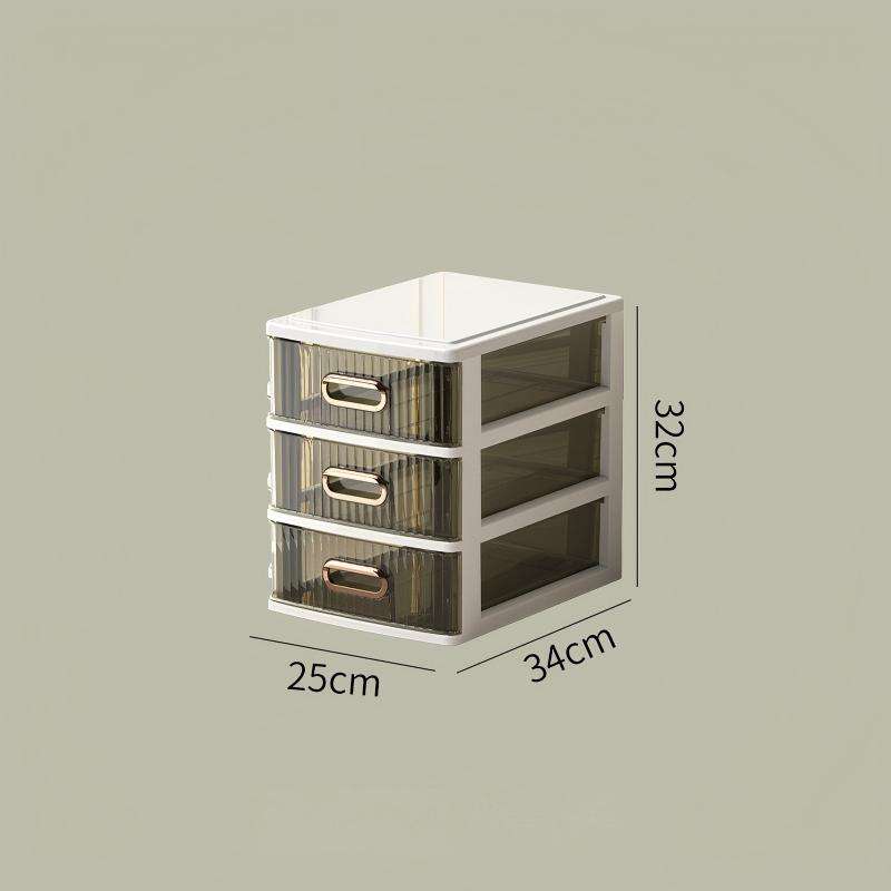 3-Layer Transparent Plastic Desktop Organizer with Dividers, 25 x 34 x 32 cm