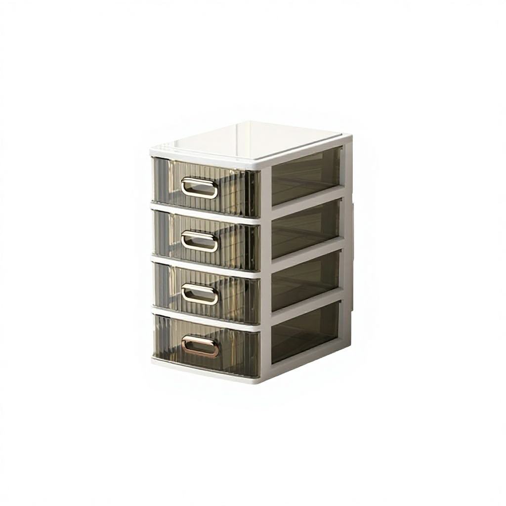 4-Layer Transparent Plastic Desktop Organizer with Dividers, 17 x 24 x 39.5 cm