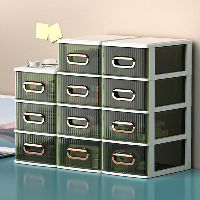 4-Layer Transparent Plastic Desktop Organizer with Dividers, 17 x 24 x 39.5 cm