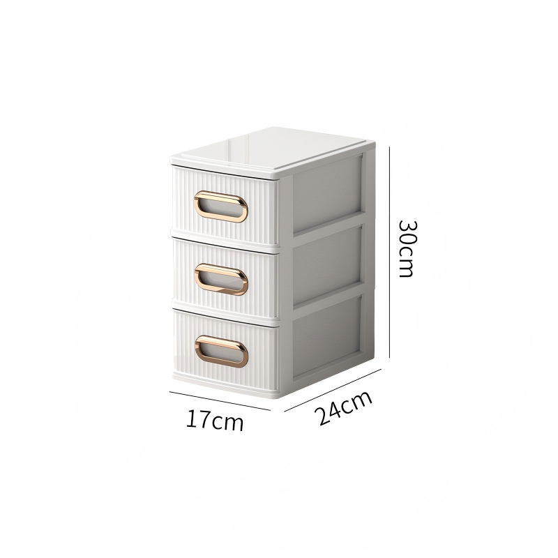 3-Layer Transparent Office Desk Organizer with Dividers, 17 x 24 x 30 cm