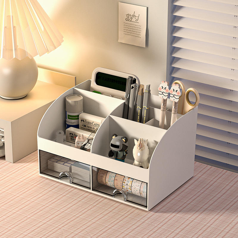 Office Desktop Plastic Organizer with Small Drawer, 21.1 x 14.2 x 12 cm