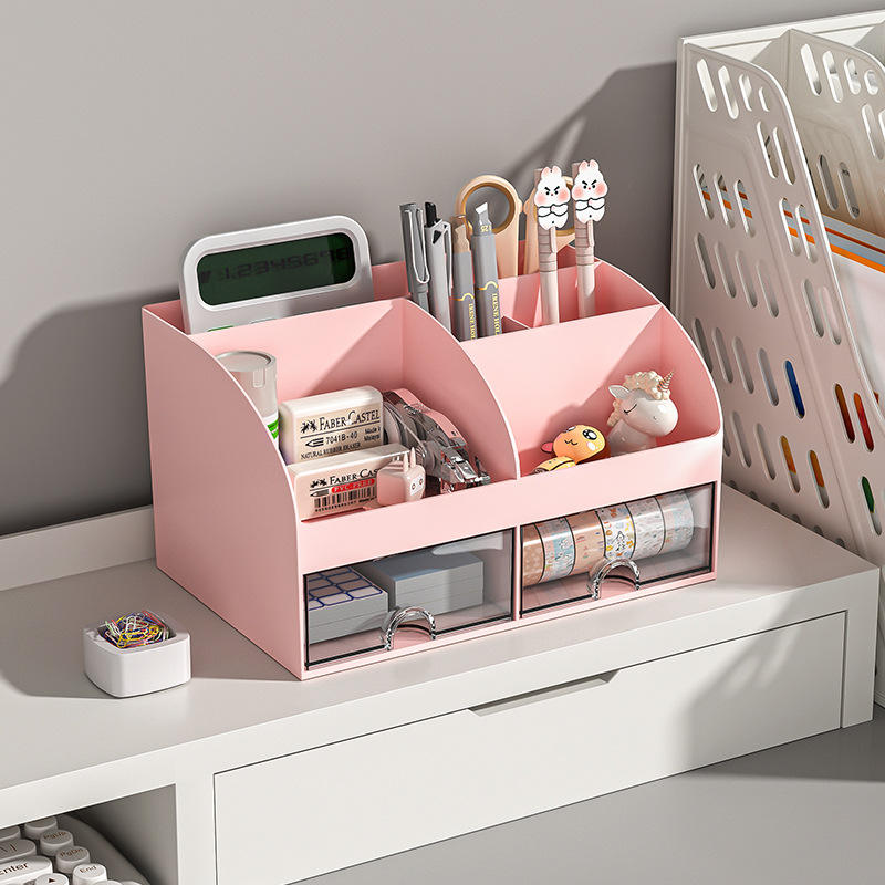 Office Desktop Plastic Organizer with Small Drawer, 21.1 x 14.2 x 12 cm