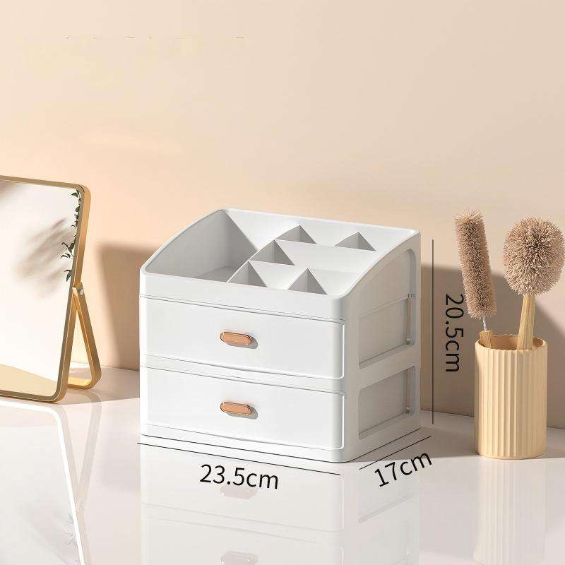 Desktop Storage Box with Transparent Drawers - Cosmetic and Cable Organizer