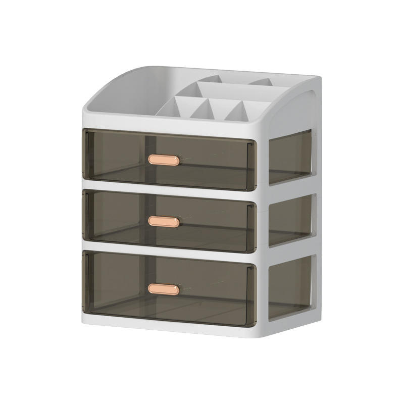 Desktop Storage Box with Transparent Drawers - Cosmetic and Cable Organizer