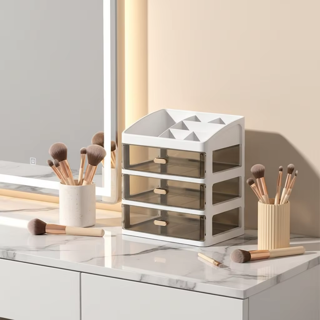 3-Layer Transparent Drawer Desktop Organizer, 23.5 x 17 x 27.5 cm