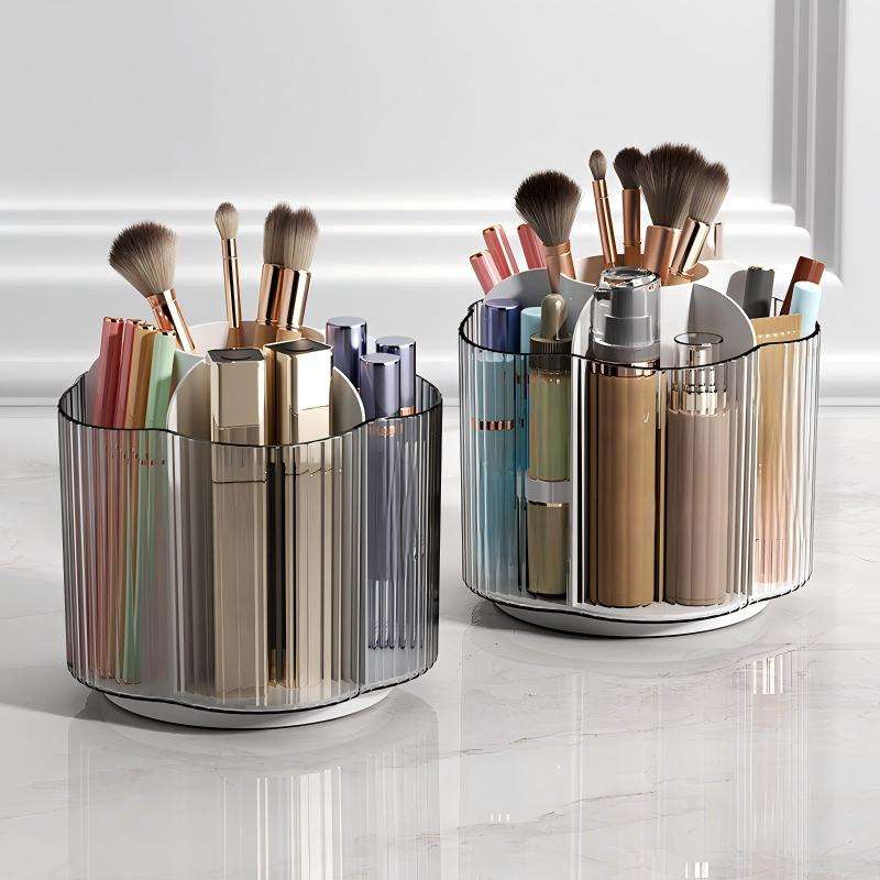 Rotating Flower-Shaped Makeup Brush and Lipstick Organizer, 13.5 x 12.7 x 12.7 cm