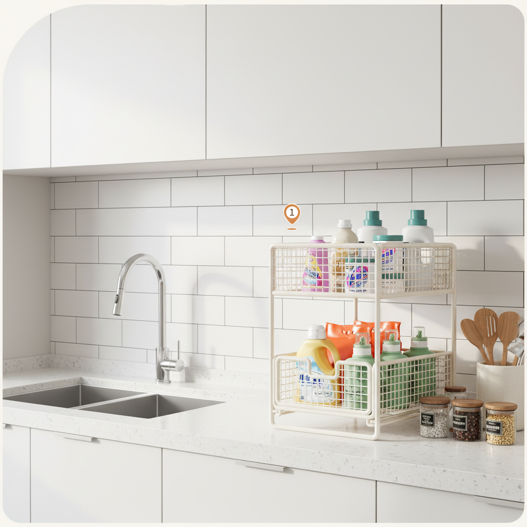 Carbon Steel Under-Sink Storage Rack - Adjustable Telescopic Organizer