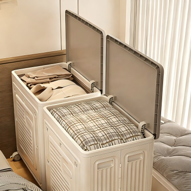 Large Foldable PP Storage Cabinet and Laundry Basket, 66 x 45 x 70 cm