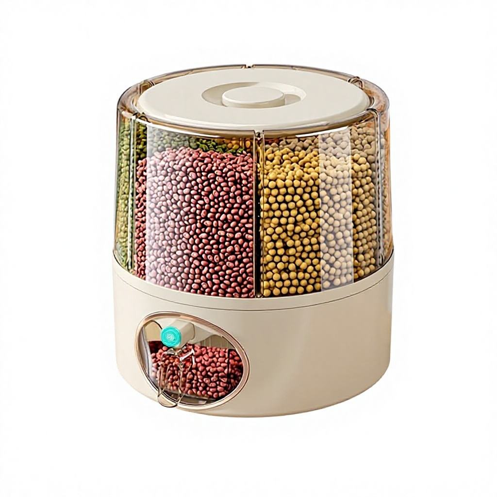 Kitchen Grain Storage Jar with Rotating Rice Dispenser, BPA-Free