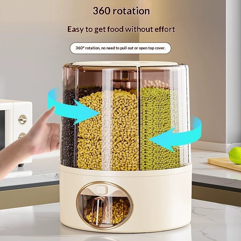Kitchen Grain Storage Jar with Rotating Rice Dispenser, BPA-Free