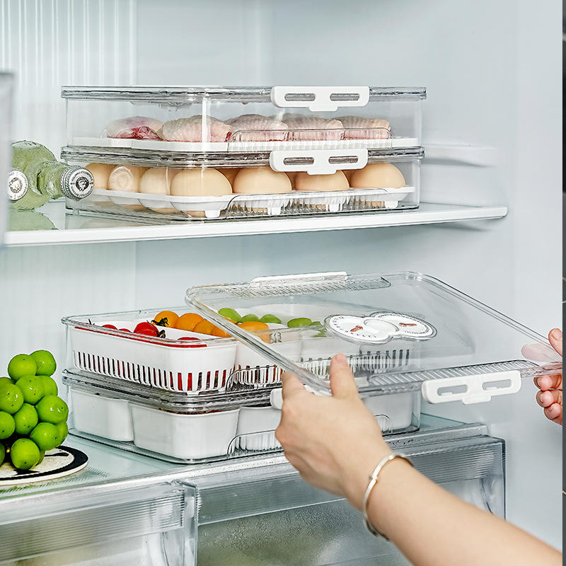 Stackable Transparent PET Fridge Box - Airtight Container for Fruit, Eggs and Spices