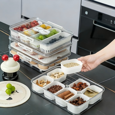Stackable Transparent PET Fridge Box - Airtight Container for Fruit, Eggs and Spices