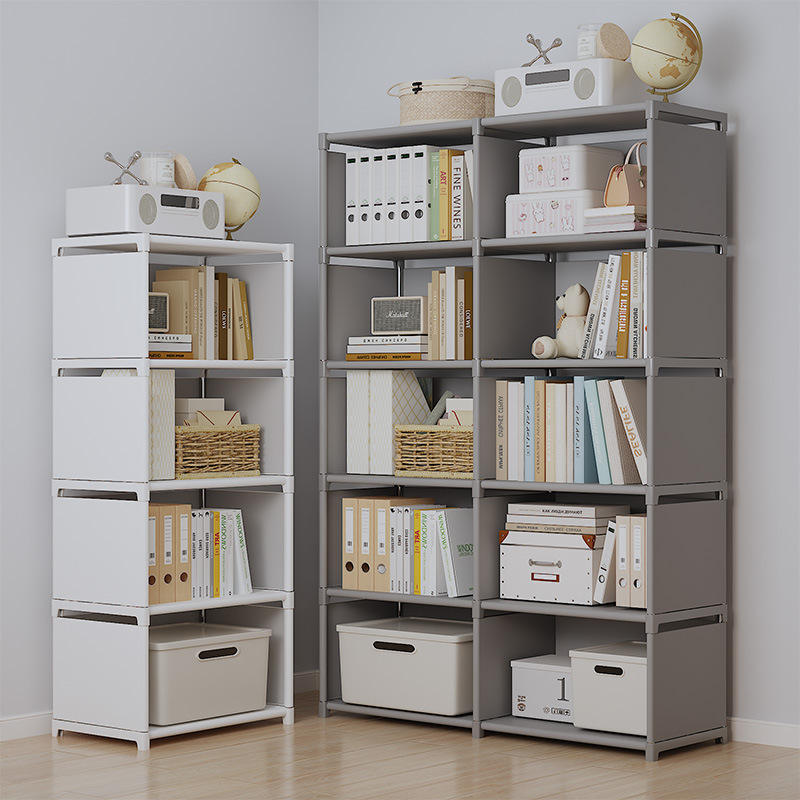 Assembled Foldable H-Shaped Carbon Steel Bookshelf - 5+ Layer Storage Rack