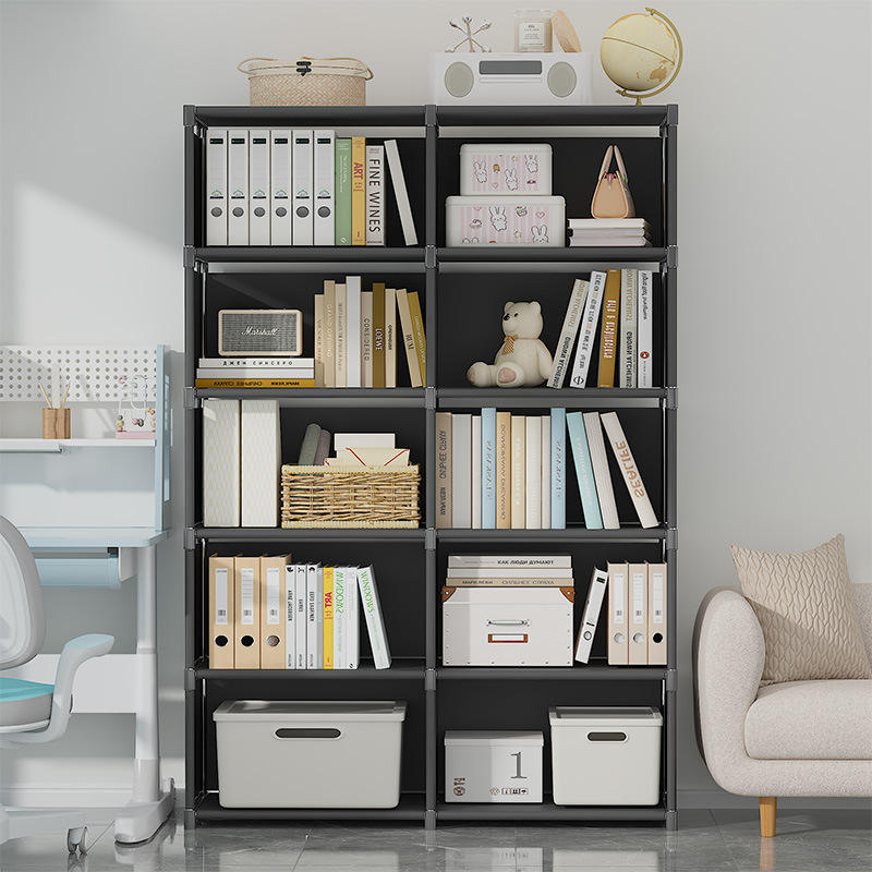 Assembled Foldable H-Shaped Carbon Steel Bookshelf - 5+ Layer Storage Rack