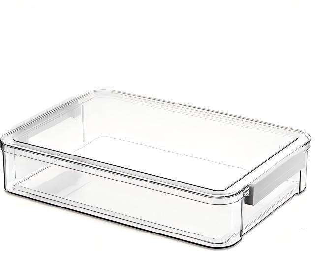 Stackable Transparent PET Office Box with Locking Lid, 34.7 x 23.4 x 6.5 cm